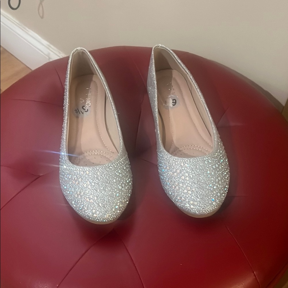 George Silver Sparkly Flats with Textured Finish